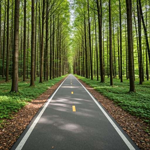 Cycling path through a forest